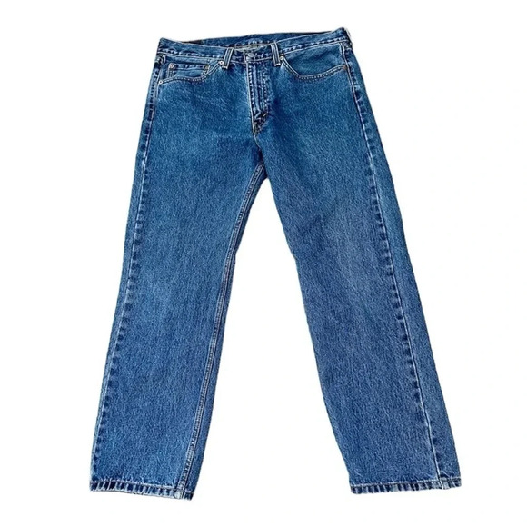 Levi's 505 Men's Regular Straight Medium Denim Wash Jeans Size 36W x 30L GUC - Picture 1 of 8